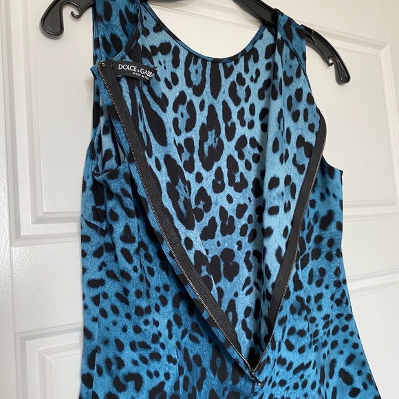 Dolce & Gabbana Silk TEAL Blue Leopard Print Blouse / Top Sz 42 Small - Picture 4 of 9